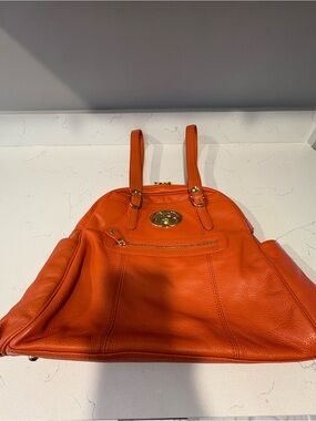 Orange Leather Emma Fox Tote Bag with Gold Hardware